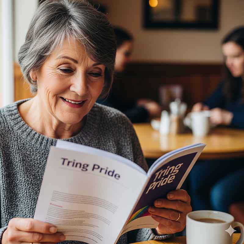 Sponsor reading Pride booklet